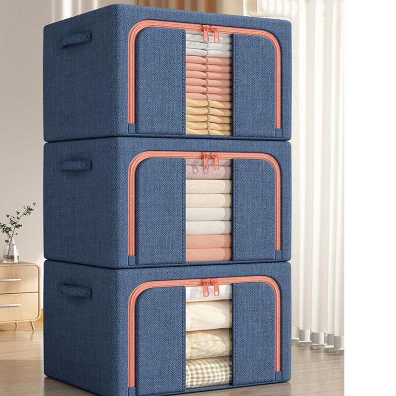 Stackable Large Bins popular Cubes W/Lids Storage Organizers W/Linen&Oxford Fabric 4Sets